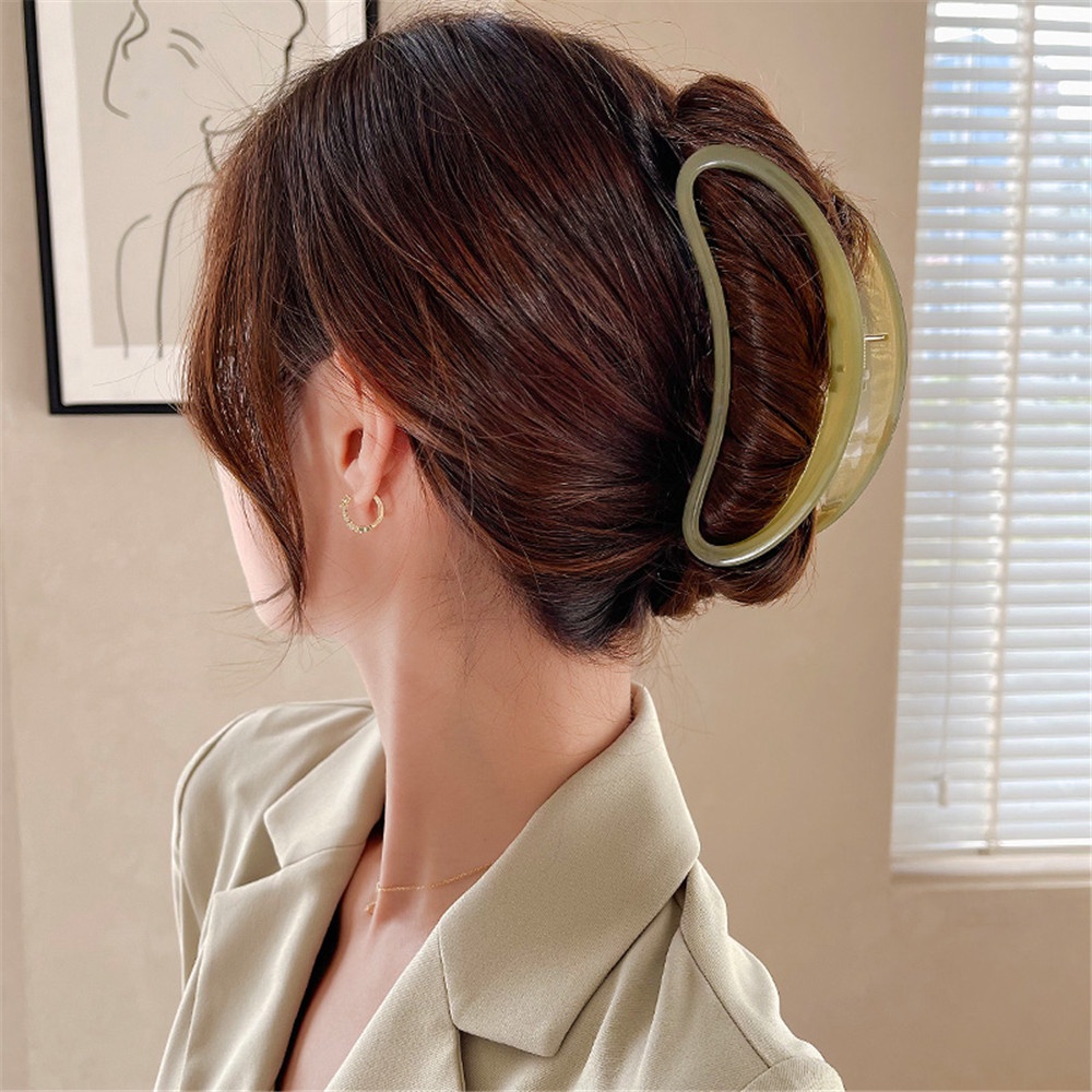 Kẹp Tóc Hình Bán Nguyệt Màu Thạch Phong Cách Hàn Quốc