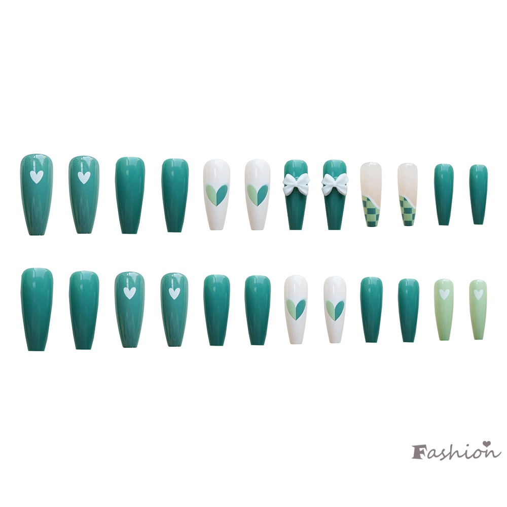 Bộ 24 Móng Tay Giả Đầu Nhọn Màu Trắng Có Thể Tháo Rời Kèm Keo Dán / Thạch