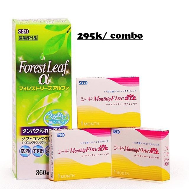 Combo Kính áp tròng SEED 1 tháng + nước ngâm Forest Leaf