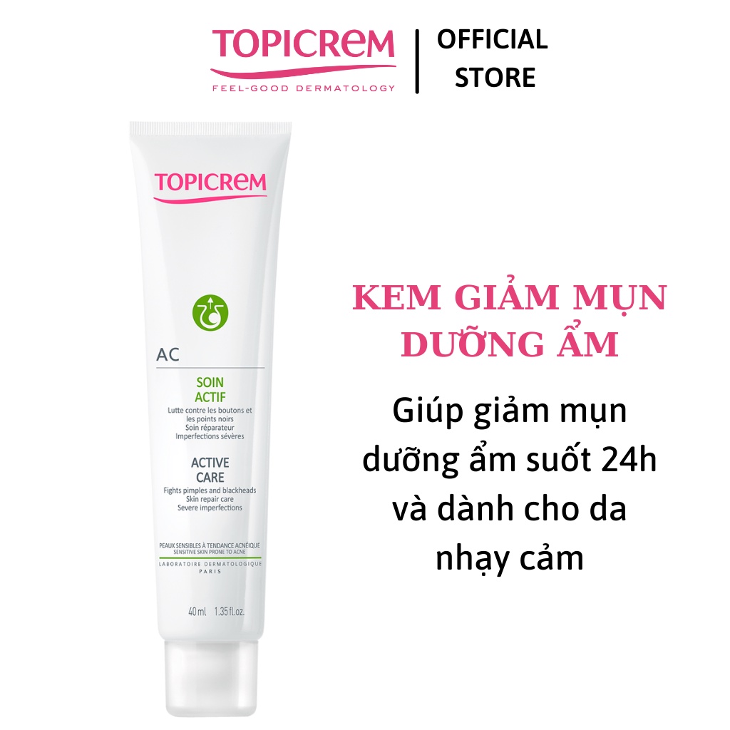 TOPICREM AC Active care 40ml - Nhũ Tương làm giảm mụn và dưỡng ẩm giúp làm êm dịu và mềm mịn da