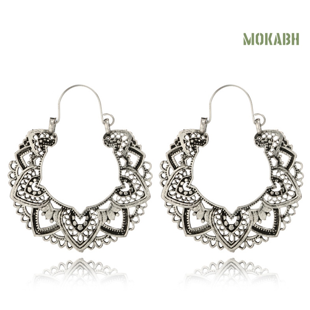 Bông Tai Hình Tròn Thiết Kế Đục Lỗ Thời Trang Vintage Cho Nữ