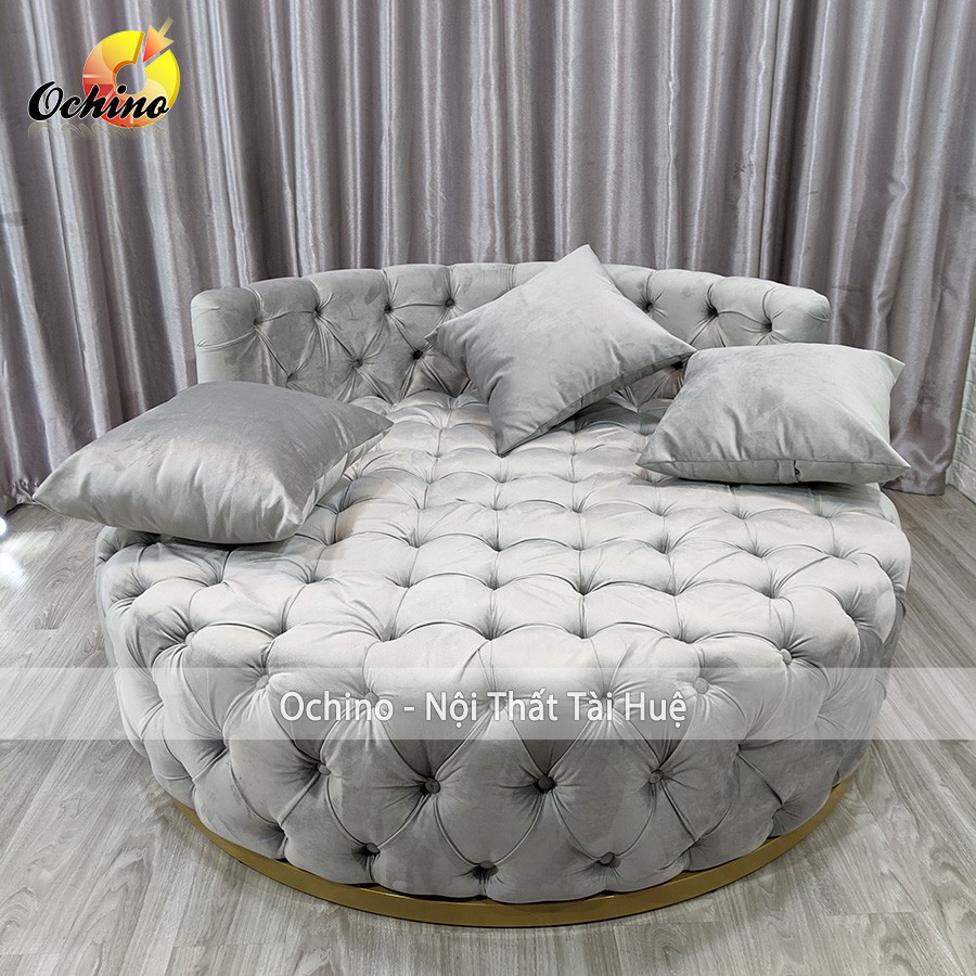 Sofa Giường Hình tròn Nhún Cổ điển sang trọng đường kính 1m4 và 1m6 ( Hình Thật Shop Chụp)