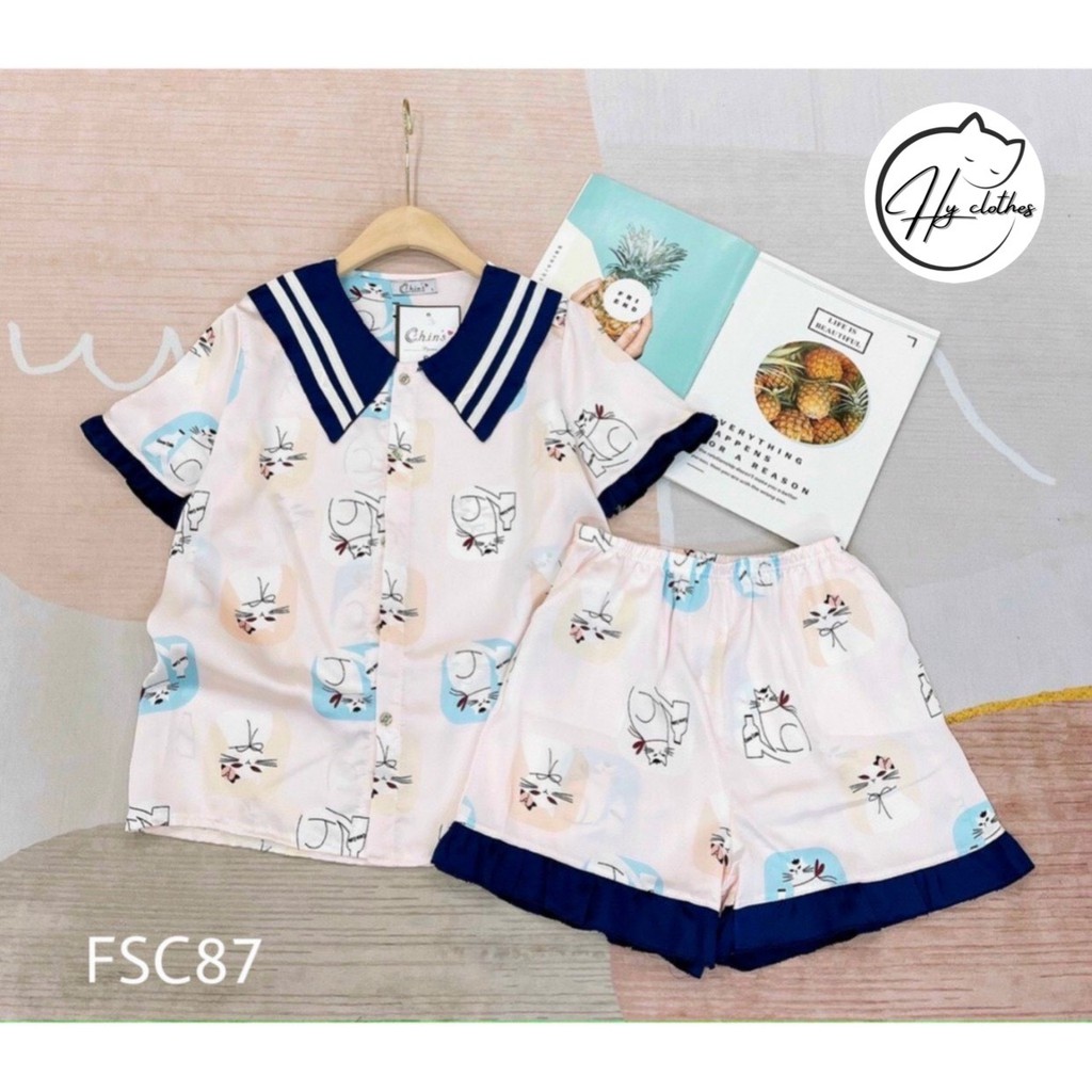 BỘ LỤA NỮ CỔ BẺ VIỀN tiểu thư mềm mịn siêu mát / pyjama