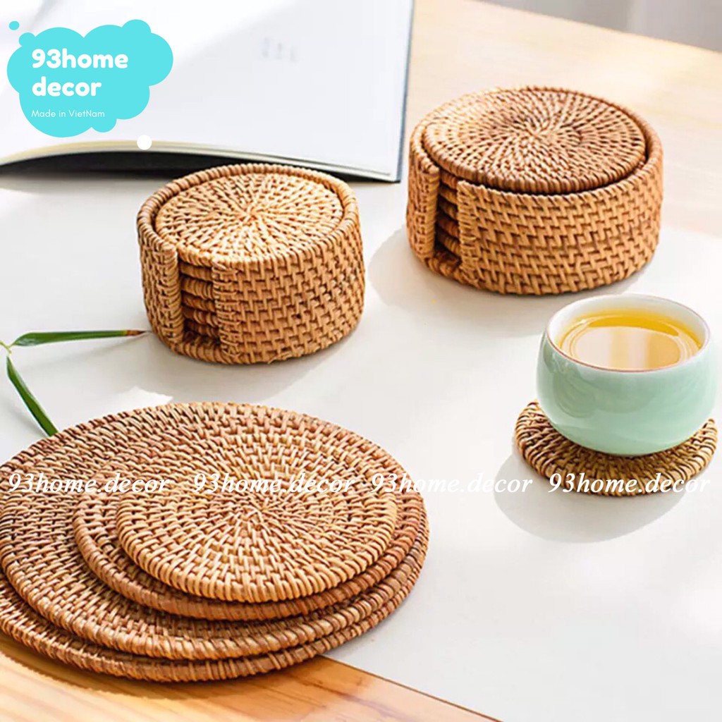 Tấm lót cốc mây , bát , đĩa mây lót ly mây handmade kiểu dáng đơn giản tiện dụng, lót chén guột mây tre đan