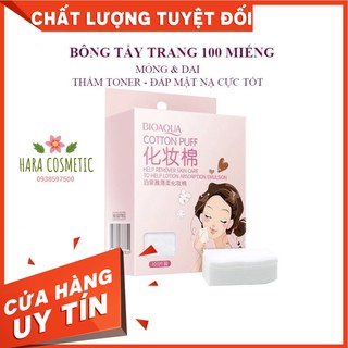 Bông Tẩy Trang Chính Hãng BioAqua 1 Hộp 100 Miếng Dạng Mỏng
