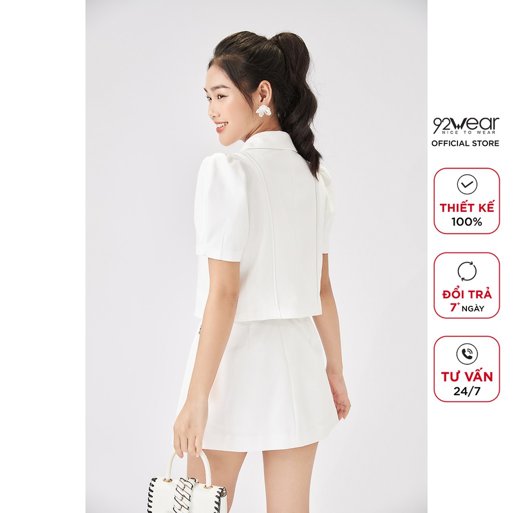 Áo sơ mi nữ kiểu croptop 92WEAR cổ 2 ve ABW1165