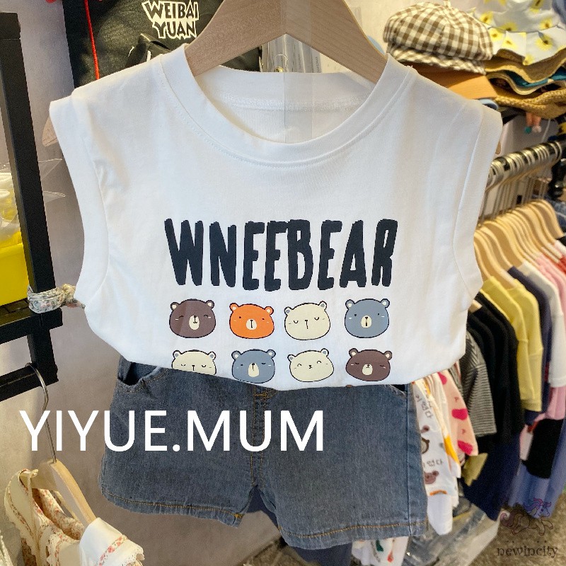 Bộ Áo Không Tay + Quần Ngắn In Hoạt Hình Phong Cách Hàn Quốc Thời Trang Mùa Hè Cho Bé Trai