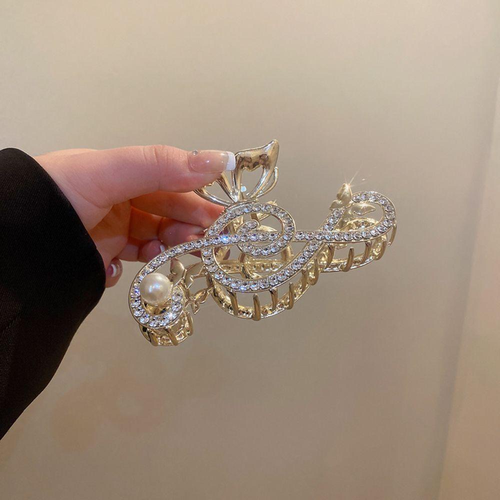 Kẹp Tóc Móng Vuốt Đính Đá Lấp Lánh Thời Trang Cho Nữ|Nốt Nhạc Bằng Kim Loại Hình Nốt Nhạc Xinh Xắn