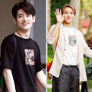 Áo thun phông đen trắng in hình Cheap Moment SANTA RIKIMARU Into1 Chuang 2021 idol thần tượng hoa ngữ xinh xắn