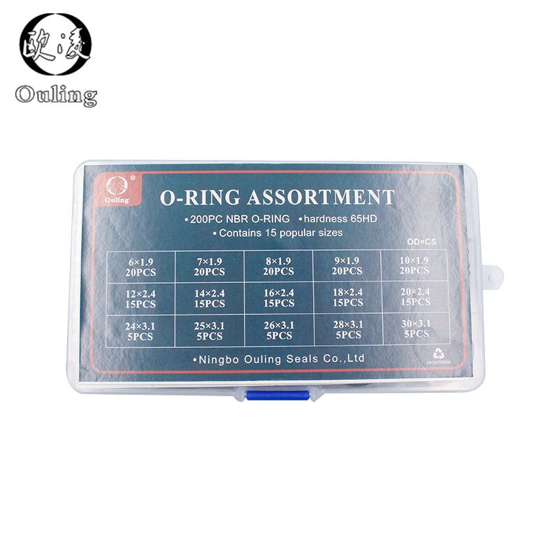 Set 200 Vòng Đệm Cao Su NBR 15 Kích Cỡ Màu Đen