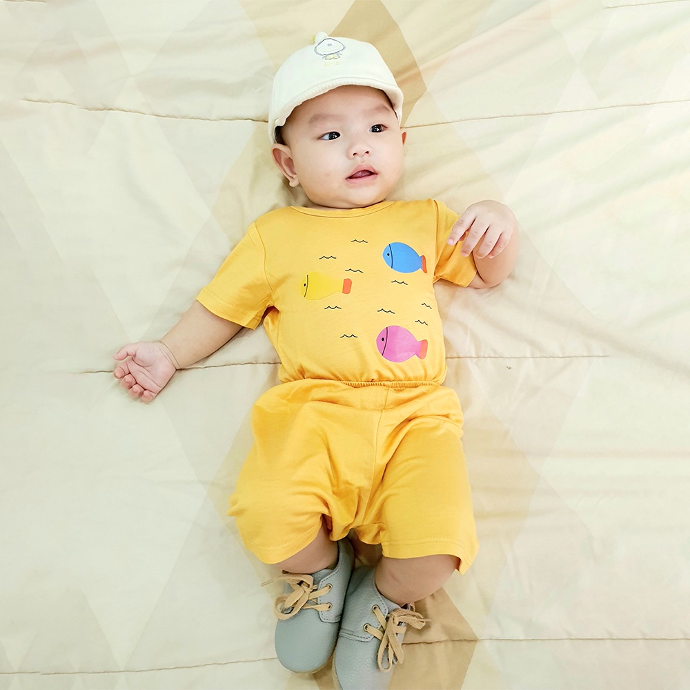 Set Quần Áo Ngắn Tay Cho Bé Toli Cotton Dẻo, Mềm Mịn Thoáng Mát, Co Giãn 4 Chiều