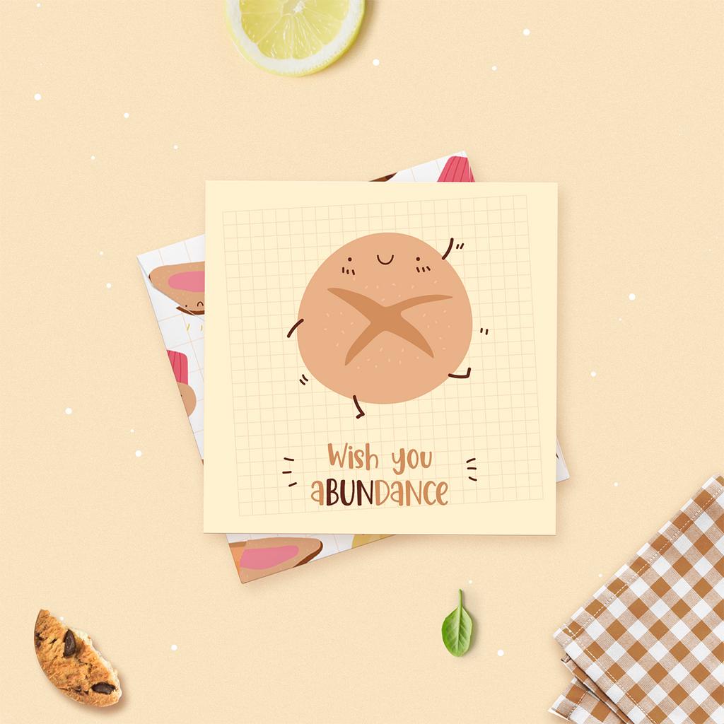 Thiệp tặng bạn bè chúc mừng chúc may mắn động viên SDstationery Tasty Treat 12x12 hình minh họa đồ ăn dễ thương