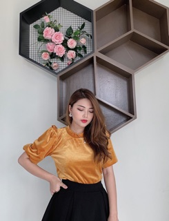 Áo nhung tay phồng