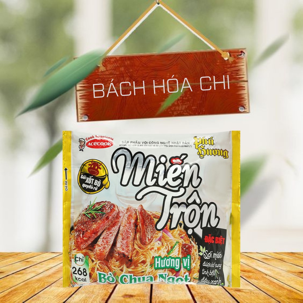 Thùng 24 gói Miến trộn Phú Hương vị bò chua gói 71g