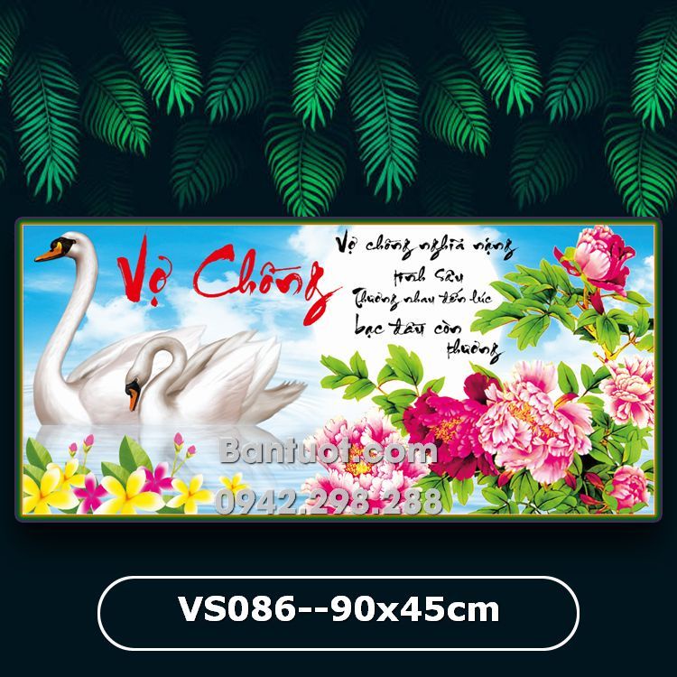 Tranh đính đá vợ chồng thiên nga