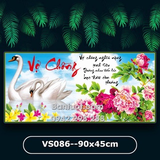 Tranh đính đá vợ chồng thiên nga