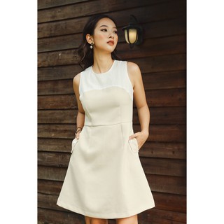 Ceci Cela - Đầm phối vai trắng Danny