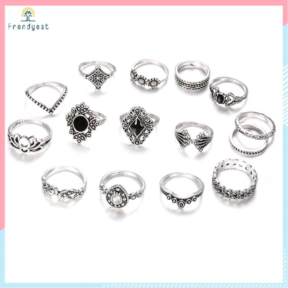 Set 15 Nhẫn Đeo Khớp Ngón Tay Phong Cách Bô-Hem Dành Cho Nữ