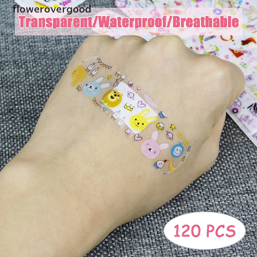 Set 120 băng keo cá nhân KUZHEN trong suốt thoáng khí họa tiết hoạt hình đáng yêu
