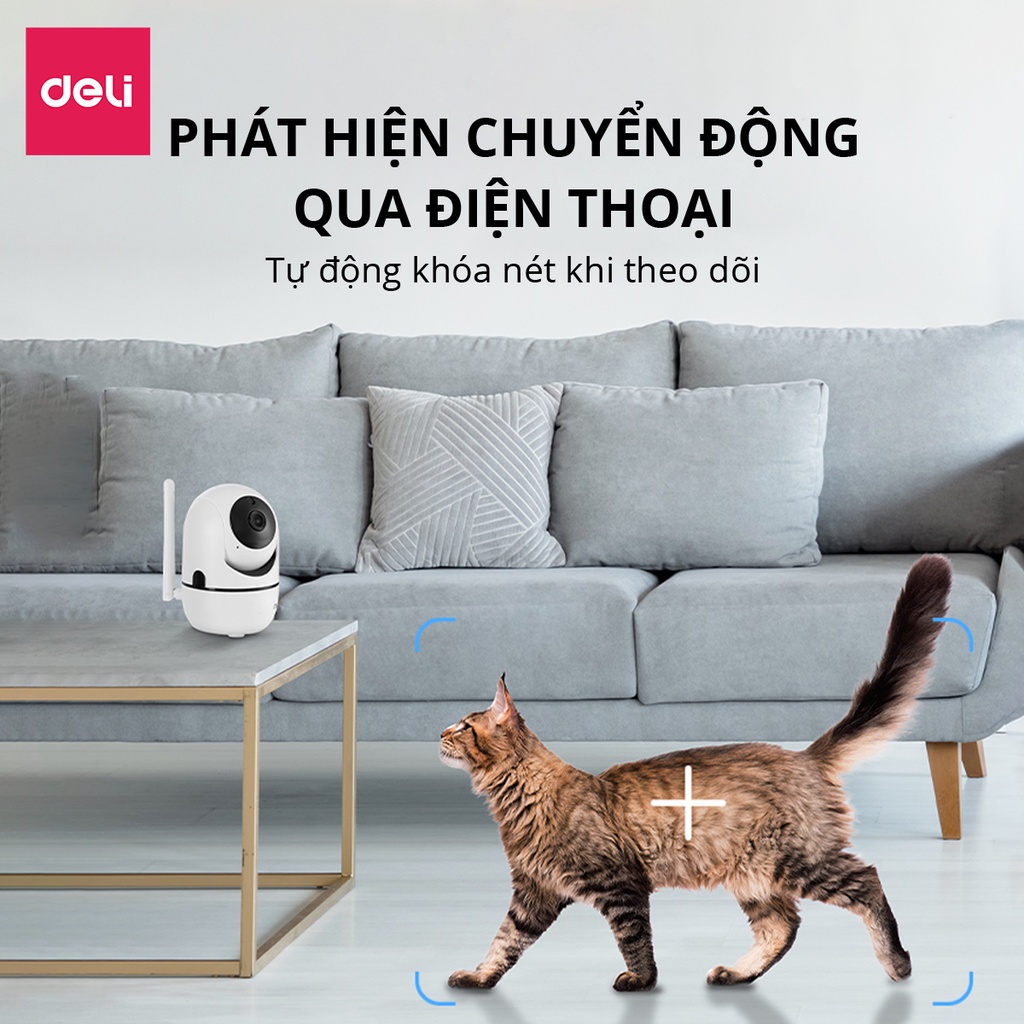 Camera WIFI IP DELI Trong Nhà ES104 Full HD 2MP Xoay 360 Độ Giám Sát An Ninh, Văn Phòng Ngày Đêm, Đàm Thoại 2 Chiều
