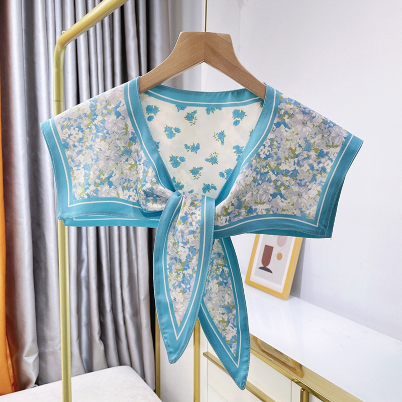 Yoi Khăn Choàng Cổ Lụa In Họa Tiết Hình Học Nhiều Màu Sắc Có Thể Tháo Rời