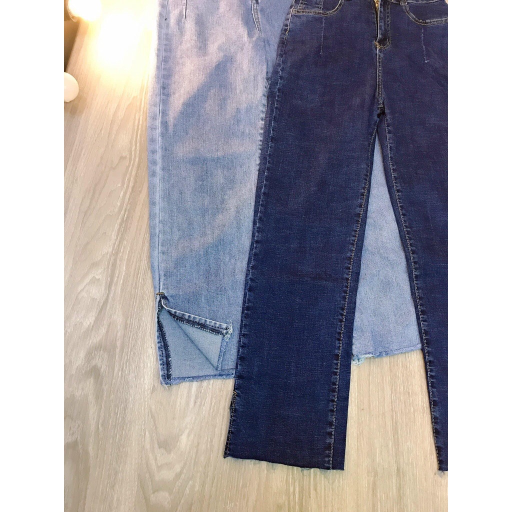 Quần jean ống rộng, xẻ gấu quần bò nữ cạp cao hàn quốc Q08 SEM CLOTHES | BigBuy360 - bigbuy360.vn