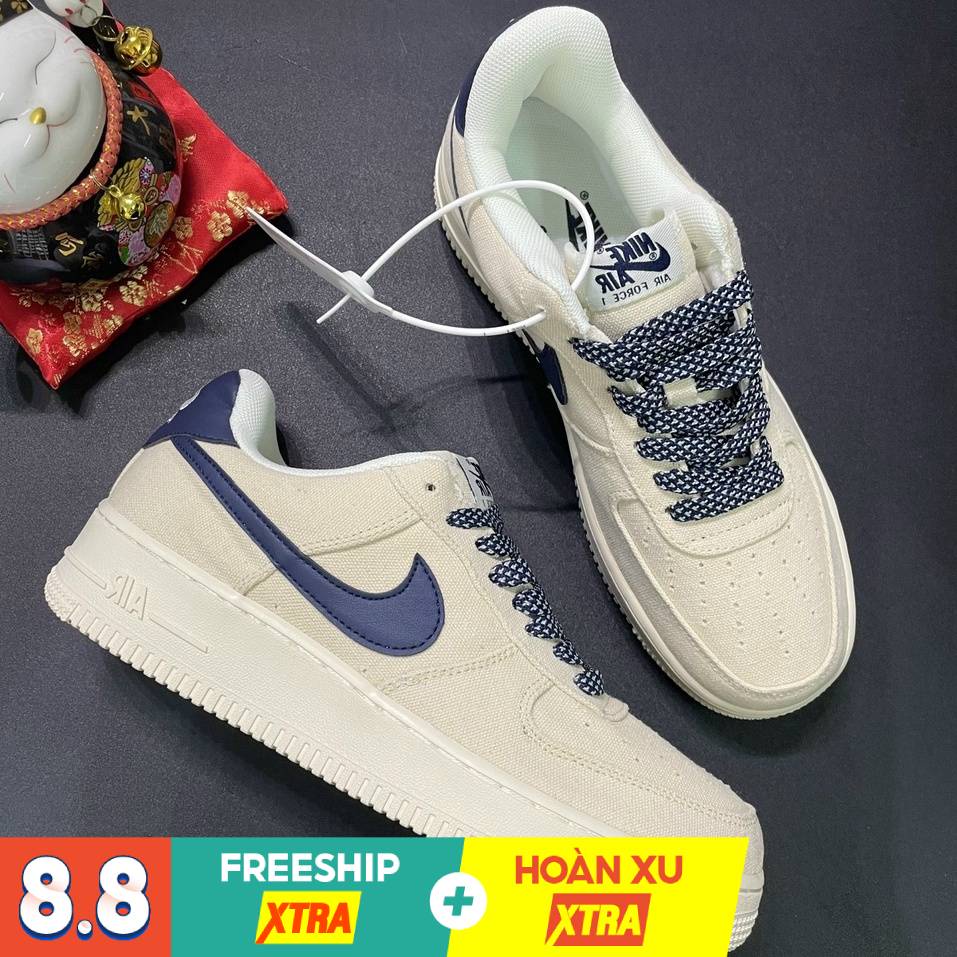 Giày Thể Thao Nam Nữ Nike Air Force 1 Canvas Navy Vệt Xanh Navy Thể Thao Hàng Cao Cấp