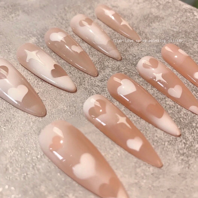 Miếng dán trang trí móng tay kiểu Pháp hình Trái Tim/ Bướm/ Ngôi Sao/ Gấu Xinh Xắn