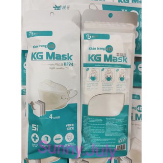Khẩu trang 4d kg mask, tiêu chuẩn hàn quốc kf94, gói 5 chiếc