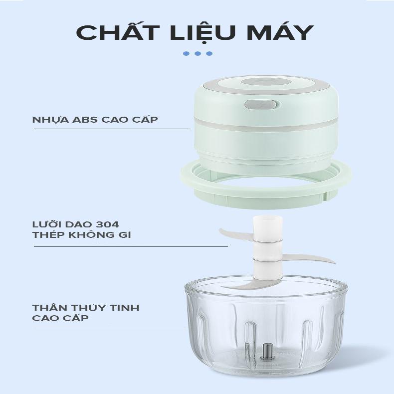 Máy xay tỏi ớt mini đa năng TSUKI - Xay gia vị, đồ ăn dặm cho bé, bảo hành 12 tháng