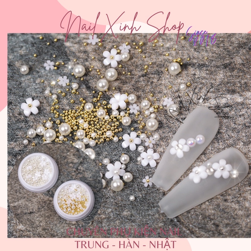 Set charm hoa sứ nhí - phụ kiện nail