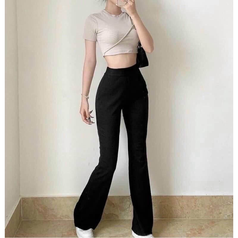 Quần Ống Loe Cạp Cao Dáng Dài, Quần Legging Ống Loe Siêu Tôn Dáng Kanimi | BigBuy360 - bigbuy360.vn