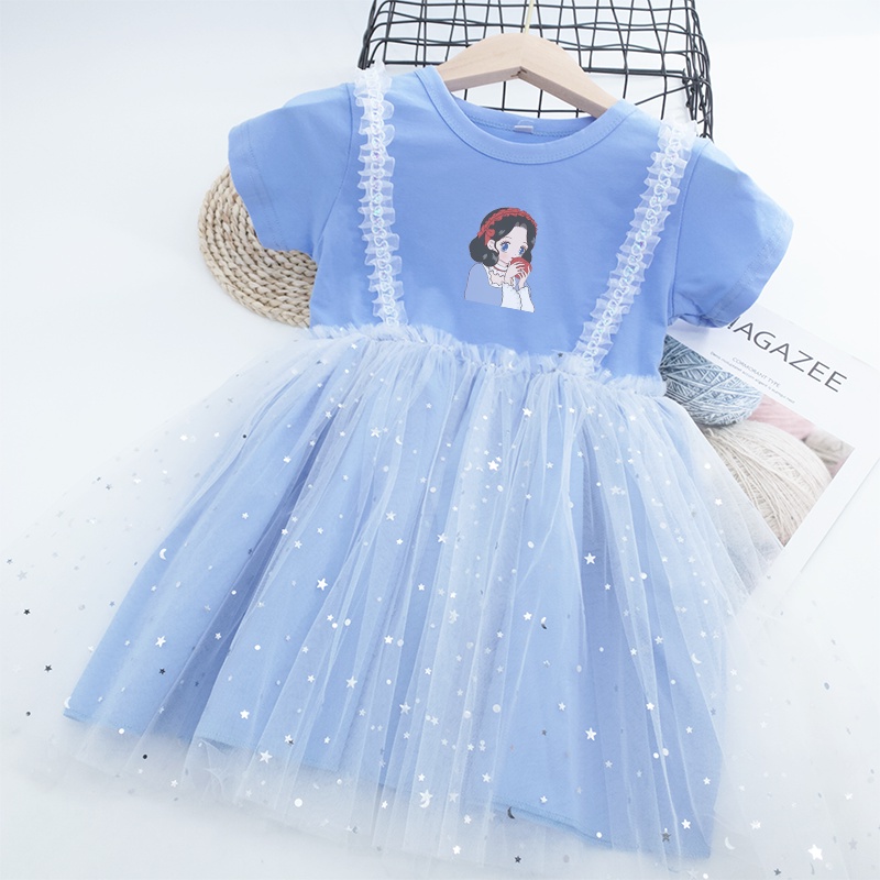 Đầm Công Chúa Phối Ren Đính Kim Sa Nhiều Màu Dễ Thương Thời Trang Cho Bé Gái 2022