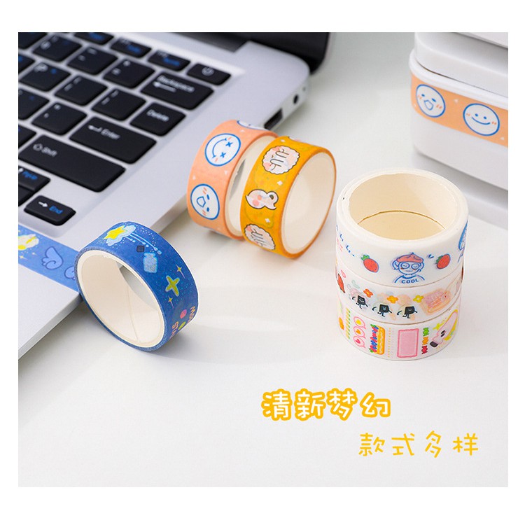 washi tape lẻ cuộn nhiều màu sắc trang trí sổ, trang trí nhật kí, bullet journal