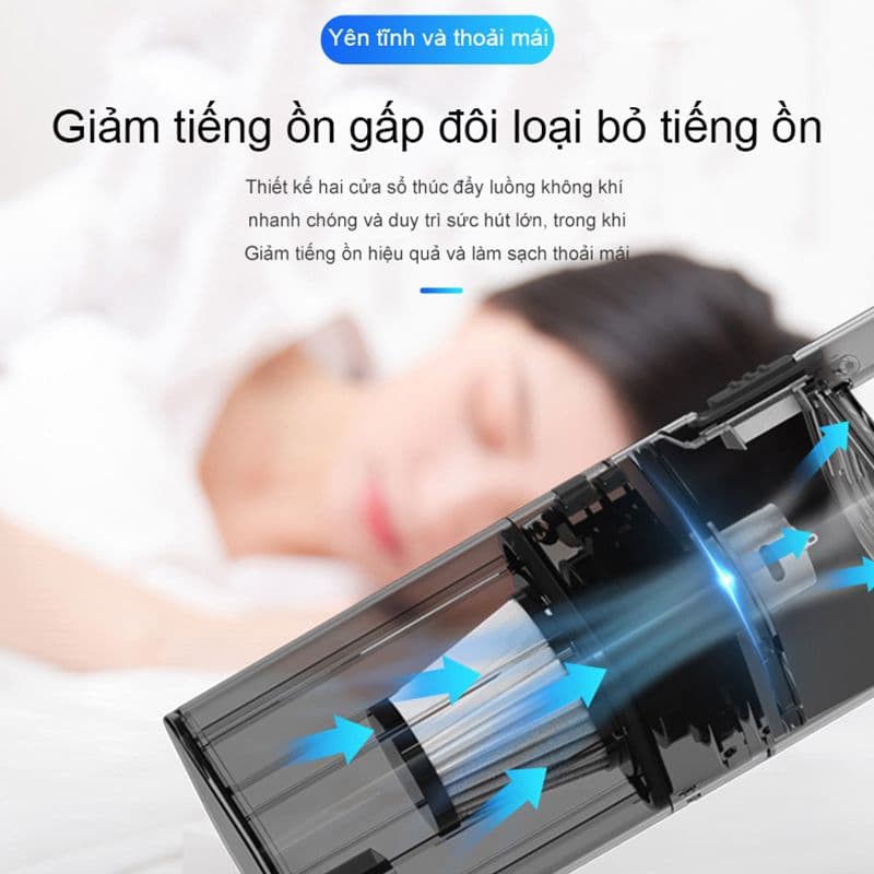 Máy hút bụi cầm tay không dây loại sạc pin mini gia đình ô tô VUÔNG 120W Aikesi AKS-8001C - Hút mạnh vô đối