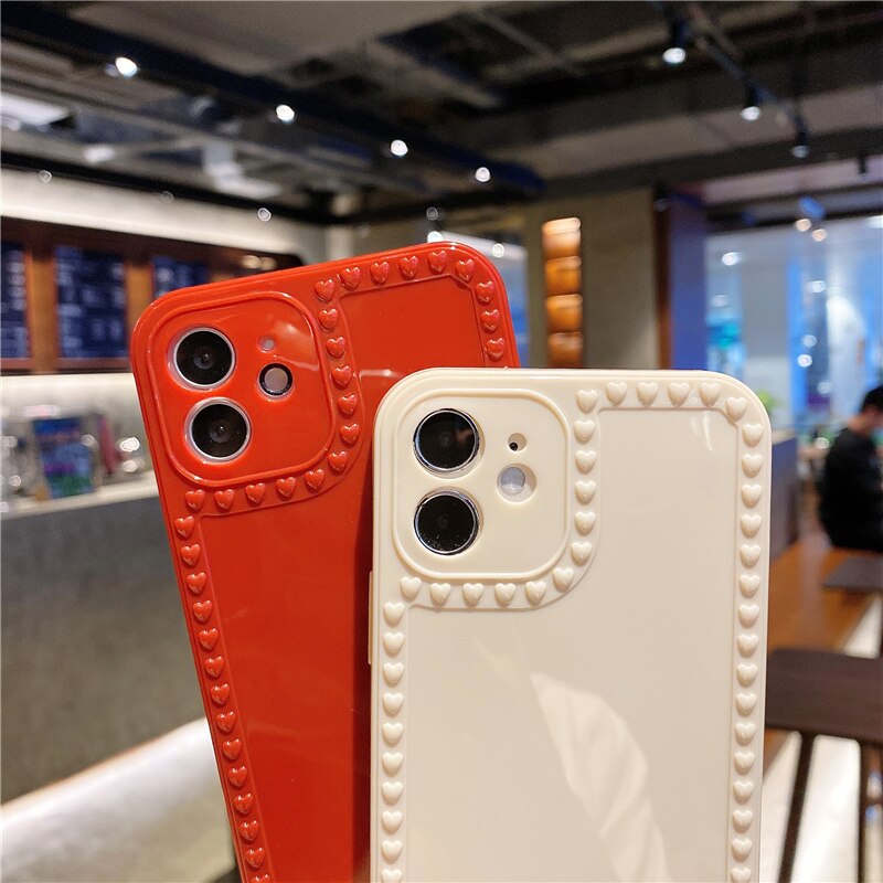 Ốp điện thoại TPU dẻo viền trái tim bảo vệ cho iPhone 12 Pro Max 11 Pro XS Max 7 8 Plus 12 Mini X XR SE 2020