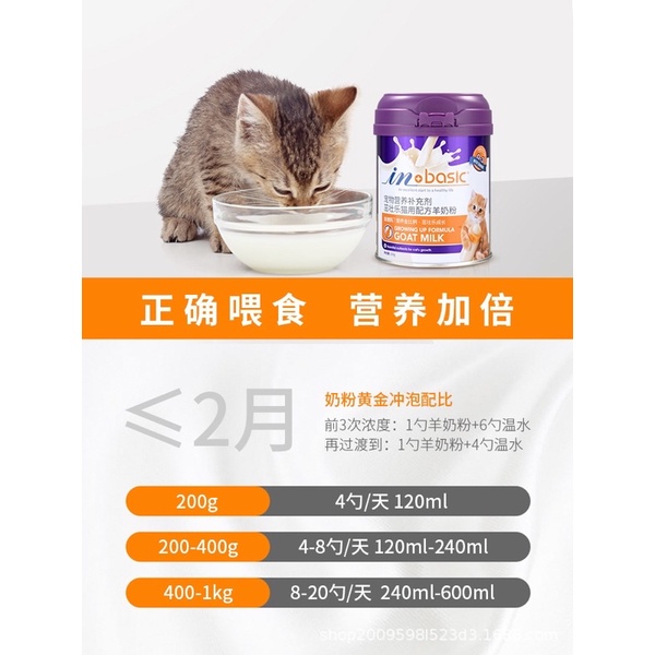 Sữa dê InBasic - Sữa dinh dưỡng cho mèo con (200gr)