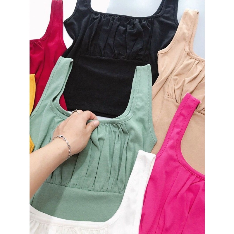 Áo ba lỗ croptop rúm xinh nhiều màu