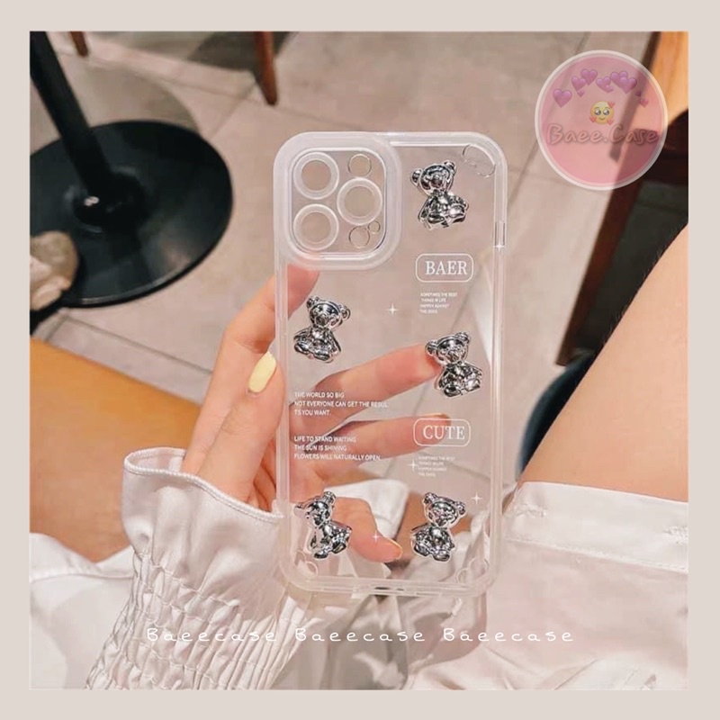 ỐP ĐIỆN THOẠI IPHONE TRONG ĐÍNH GẤU BẠC NỔI 4D SIÊU HOT