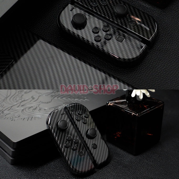 Vỏ Joy-Con &amp; nắp lưng vân Carbon bóng loáng dùng thay thế cho Nintendo Switch