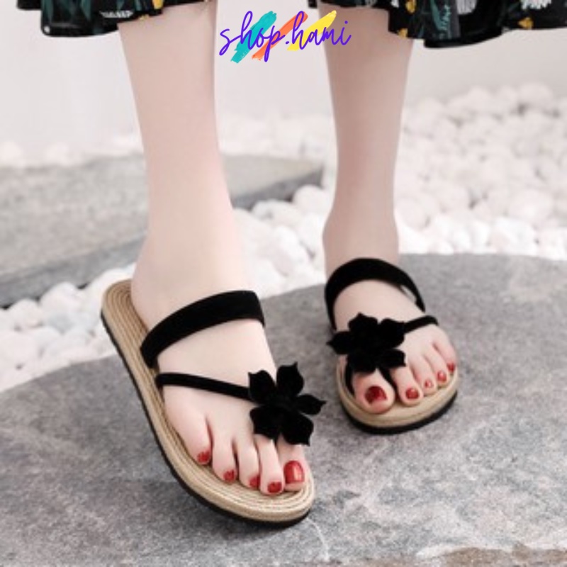 Dép Xỏ Ngón Hoa Cúc Nữ Giả Cói Mềm Mại, Chống Trơn Trượt, Với Nhiều Màu Xinh Tươi Có Đủ Size 36-40 SHOP HAMI D09