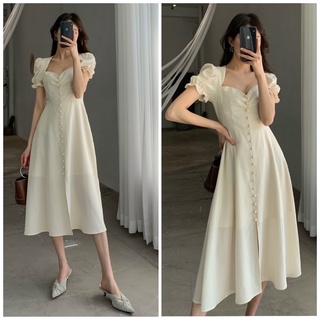 Đầm trắng nhúng ngực nút bọc 3 màu, váy dạo phố thời trang xuongvnxk (kèm hình thật)