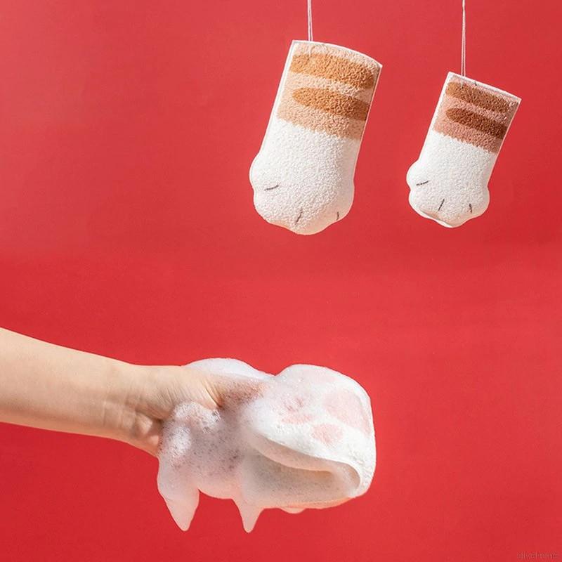 Bông tắm hình chân mèo dễ thương bằng cotton mềm mại cho bé
