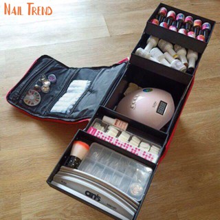 Cốp vải dù NailTrend đựng dụng cụ Nail Mi 3 tầng kháng nước có dây đeo (29x21x27)cm