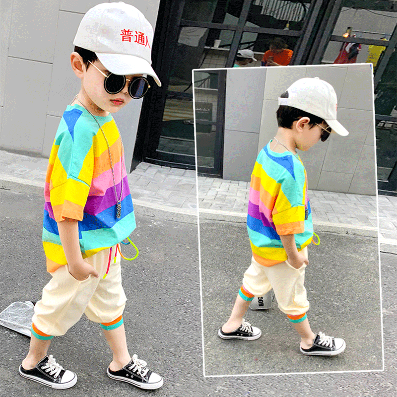 Bộ quần áo ngắn tay thời trang mùa hè 2021 cho bé trai