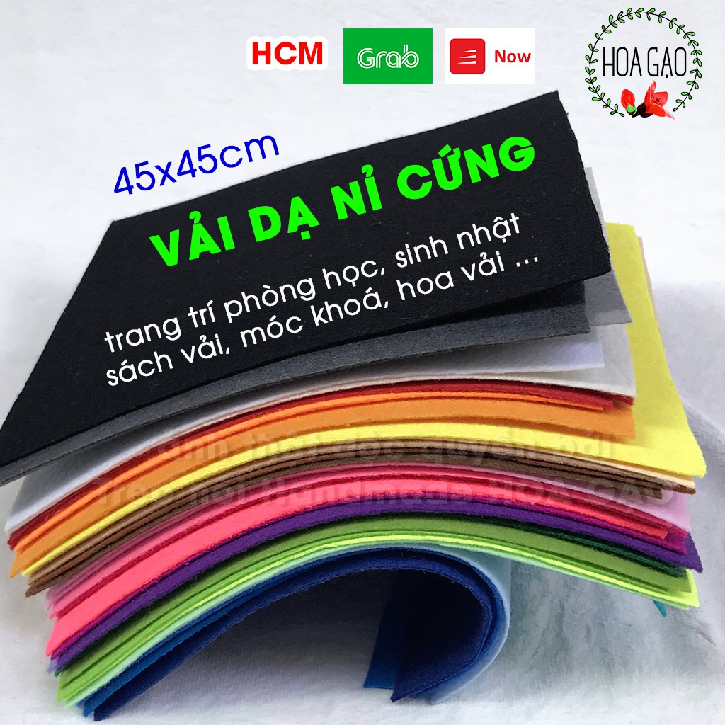 Vải dạ cứng, DIY handmade 45x45 cm HOA GẠO GNC4 vải nỉ làm sách vải, trang trí sự kiện, hoàn xu extra