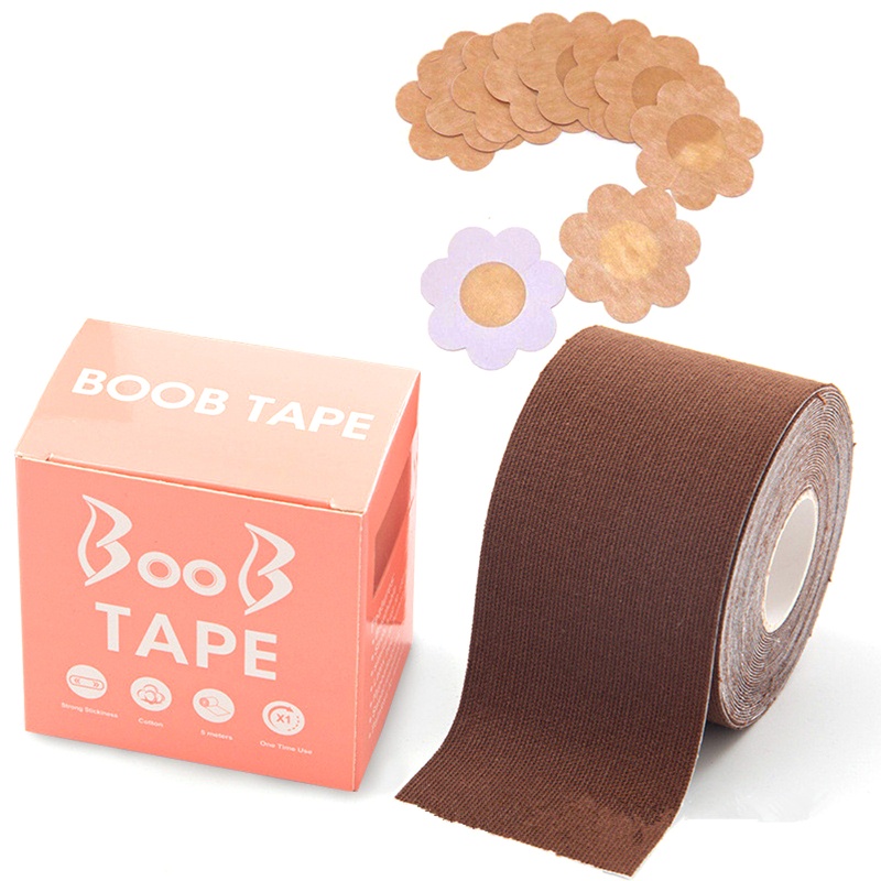 Cuộn Băng Keo Siêu Dính 1 Cuộn Và 10 Vỏ Bọc Núm Vú Tự Dính Hình Cánh Hoa Dùng Một Lần