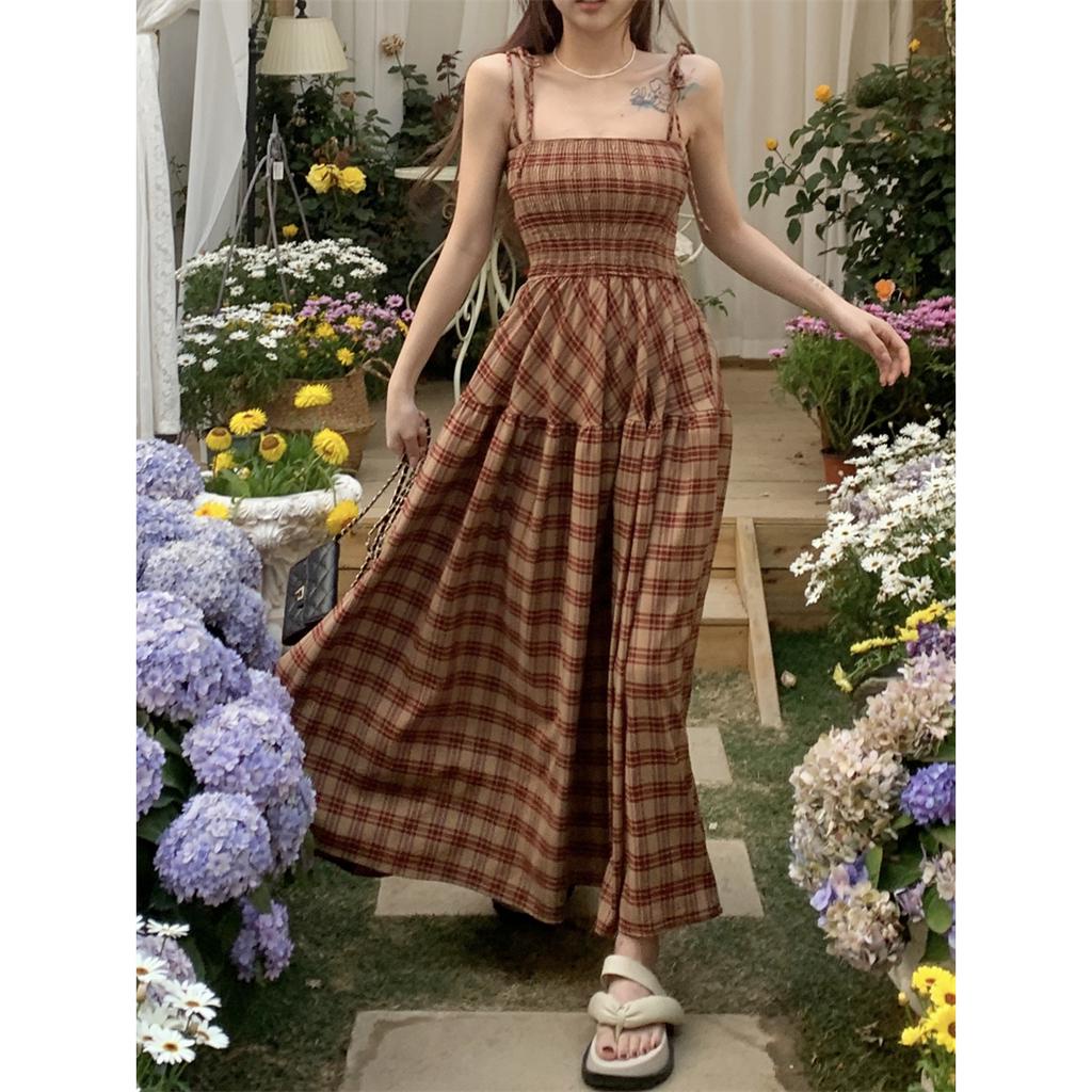 「 WELOVE1 」Đầm Midi Hai Dây Eo Cao Họa Tiết Kẻ Sọc Nhiều Màu Thời Trang Mới Thường Ngày Dành Cho Bạn Nữ