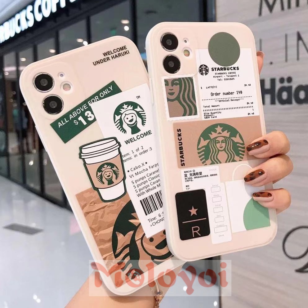 Ốp Điện Thoại Viền Vuông Mềm In Hình Starbucks Cho iPhone 11 12 13 6 7 8plus 7plus 8plus X XS XR Promax Mini Plus
