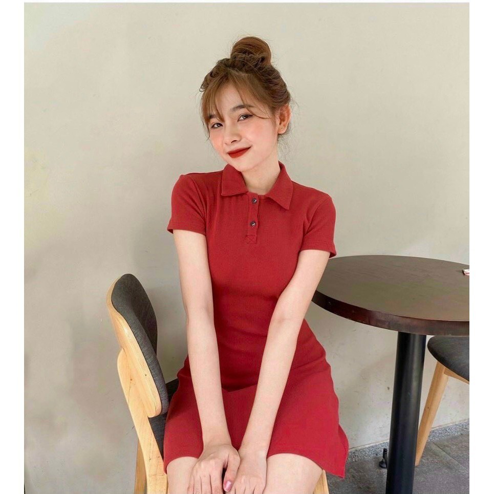 Váy Polo Body Cổ Sơ Mi Đầm Polo Ngắn Tay Cotton Co Dãn 4c Full Size S M L | BigBuy360 - bigbuy360.vn